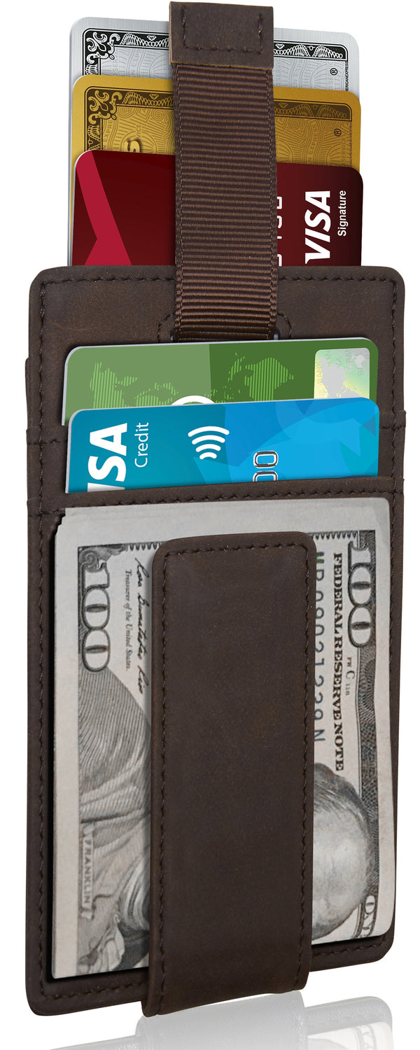 Money Clip Card Holder With Pull Strap