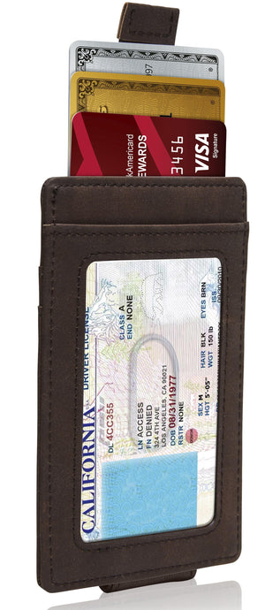 Money Clip Card Holder With Pull Strap