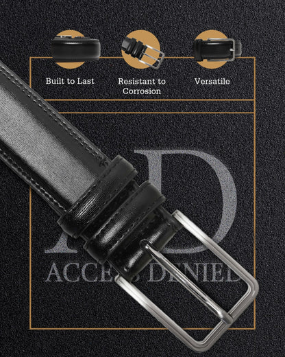 Genuine Leather Belt for Men – Zinc Alloy Buckle, 1.25" Strap