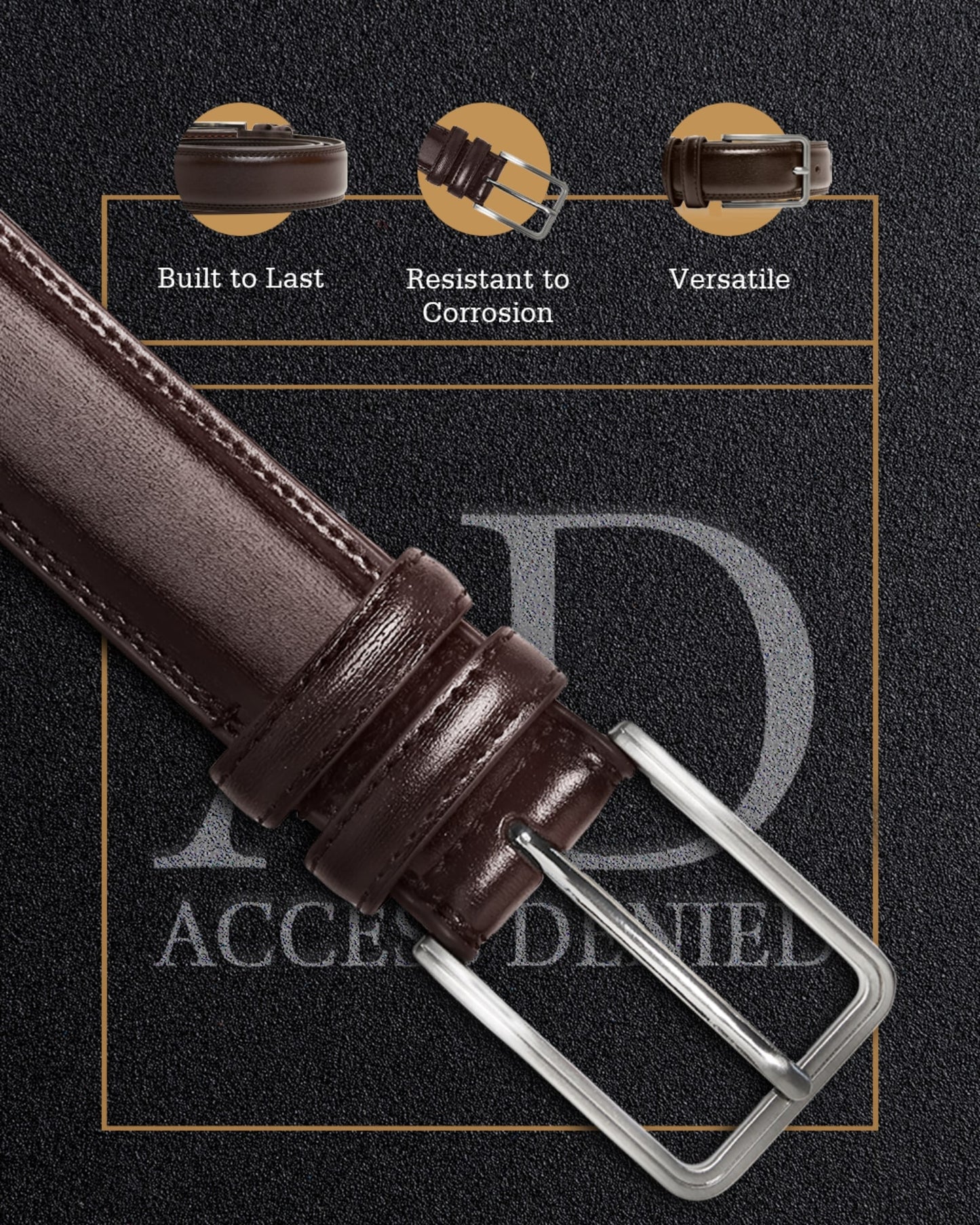 Genuine Leather Belt for Men – Zinc Alloy Buckle, 1.25" Strap