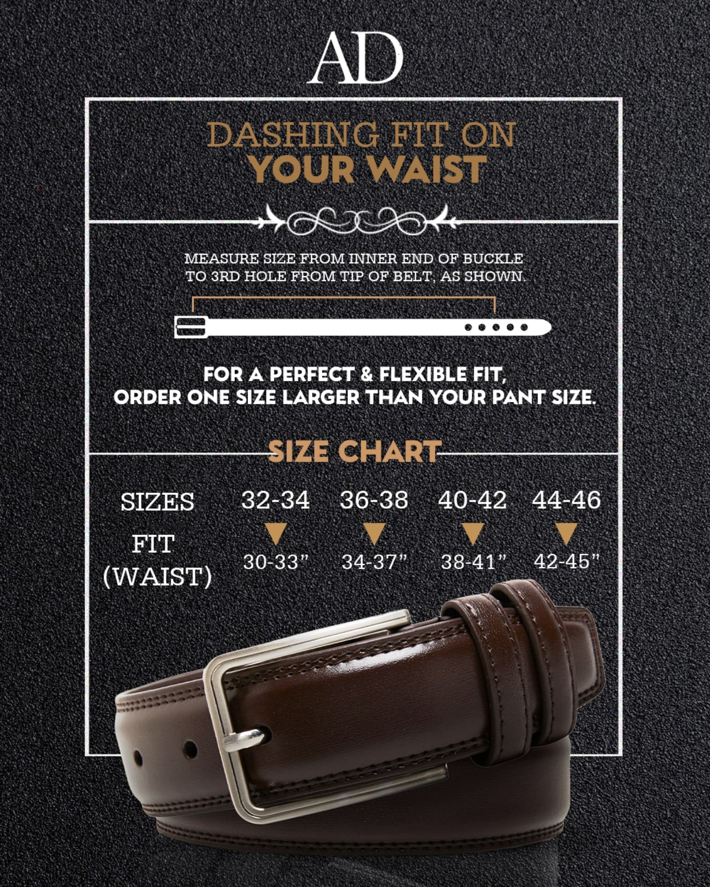Genuine Leather Belt for Men – Zinc Alloy Buckle, 1.25" Strap