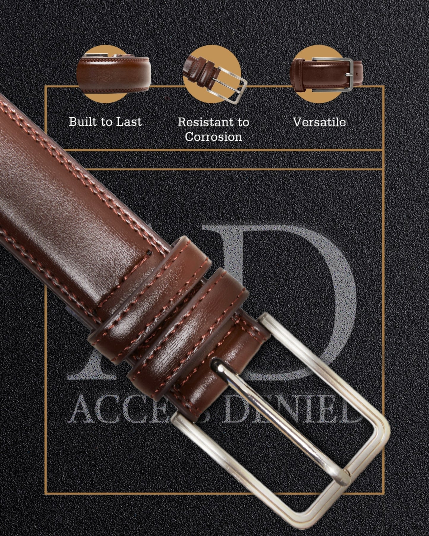 Genuine Leather Belt for Men – Zinc Alloy Buckle, 1.25" Strap