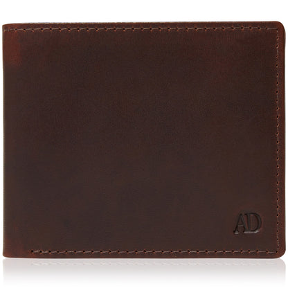 Genuine Leather Bifold Wallet – Flip-Up ID Window, RFID Blocking