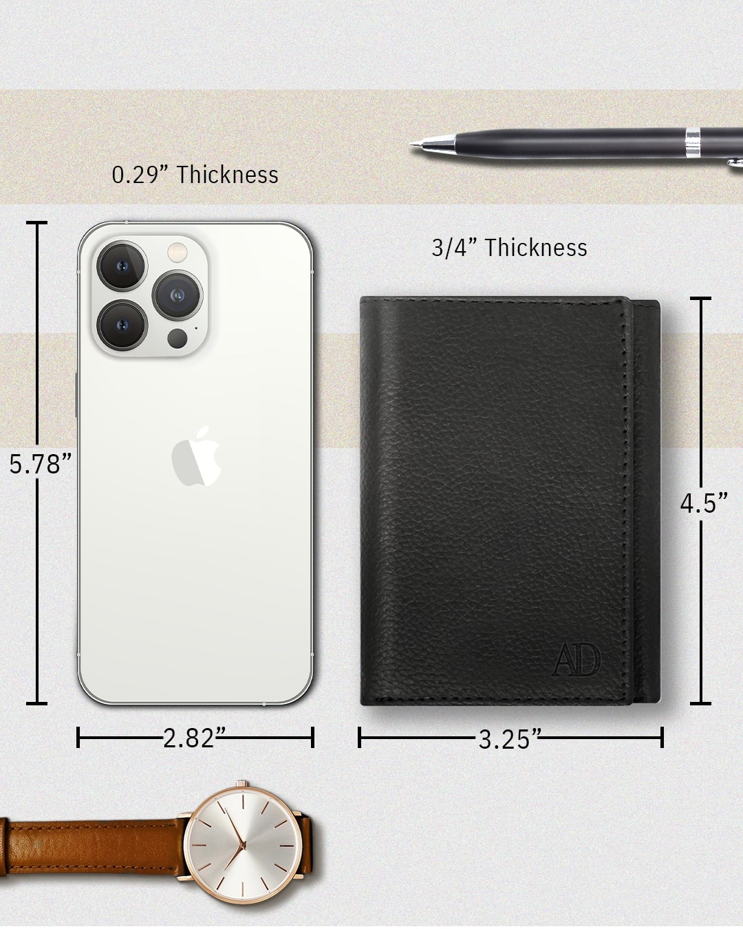Genuine Leather Trifold Wallet – ID Window, 7 Card Slots, RFID Blocking