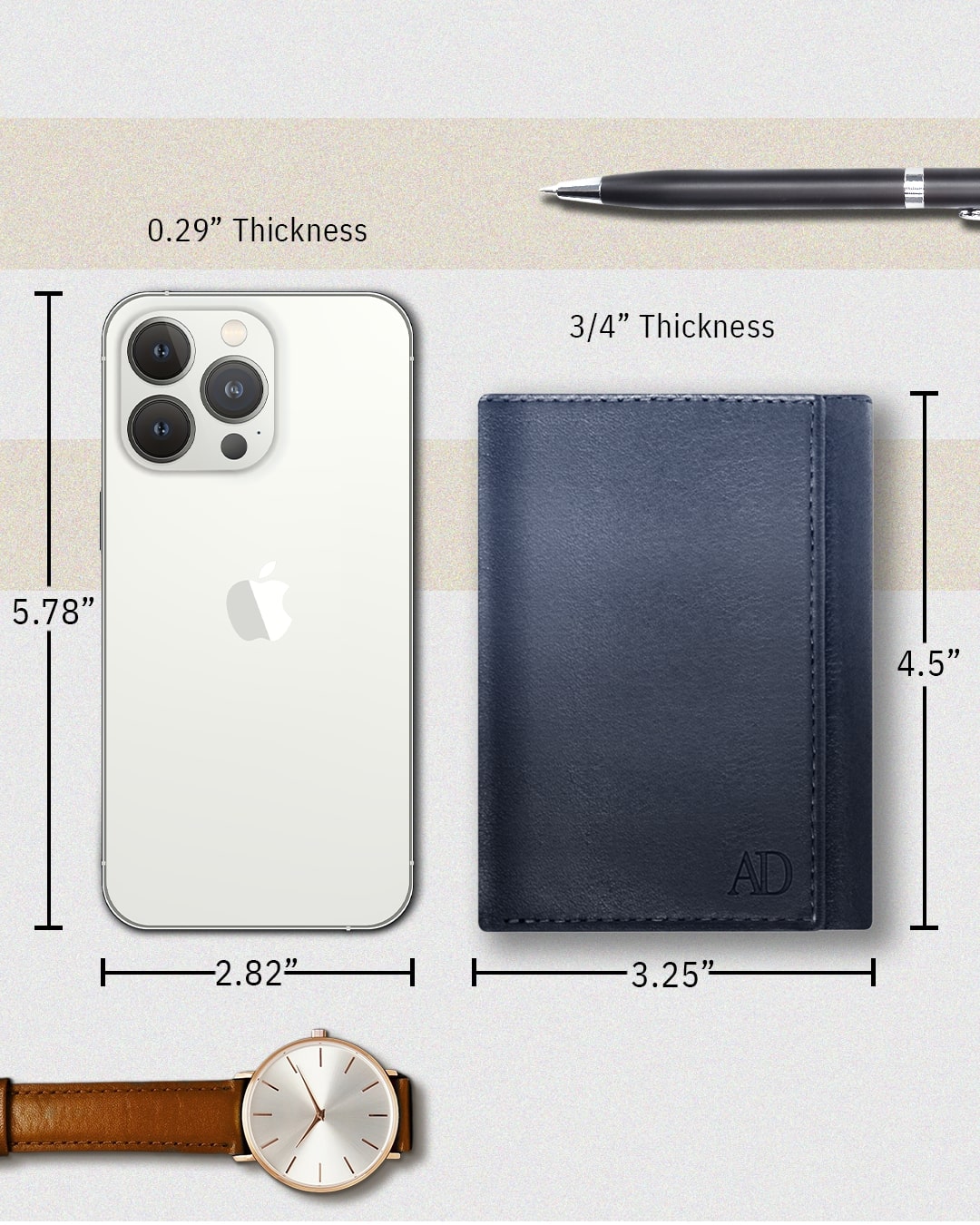 Genuine Leather Trifold Wallet – ID Window, 7 Card Slots, RFID Blocking