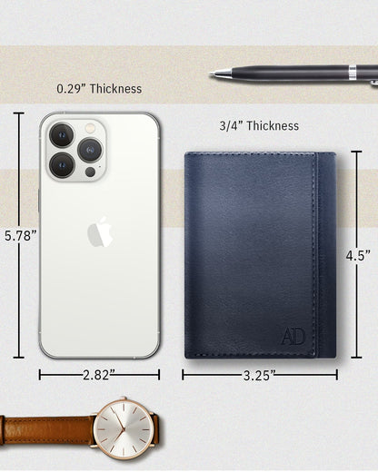 Genuine Leather Trifold Wallet – ID Window, 7 Card Slots, RFID Blocking
