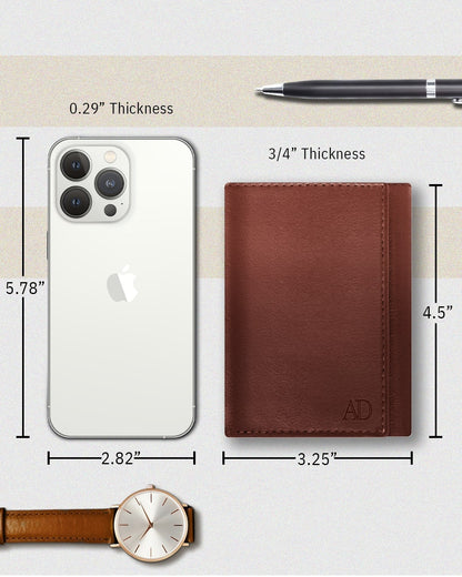 Genuine Leather Trifold Wallet – ID Window, 7 Card Slots, RFID Blocking