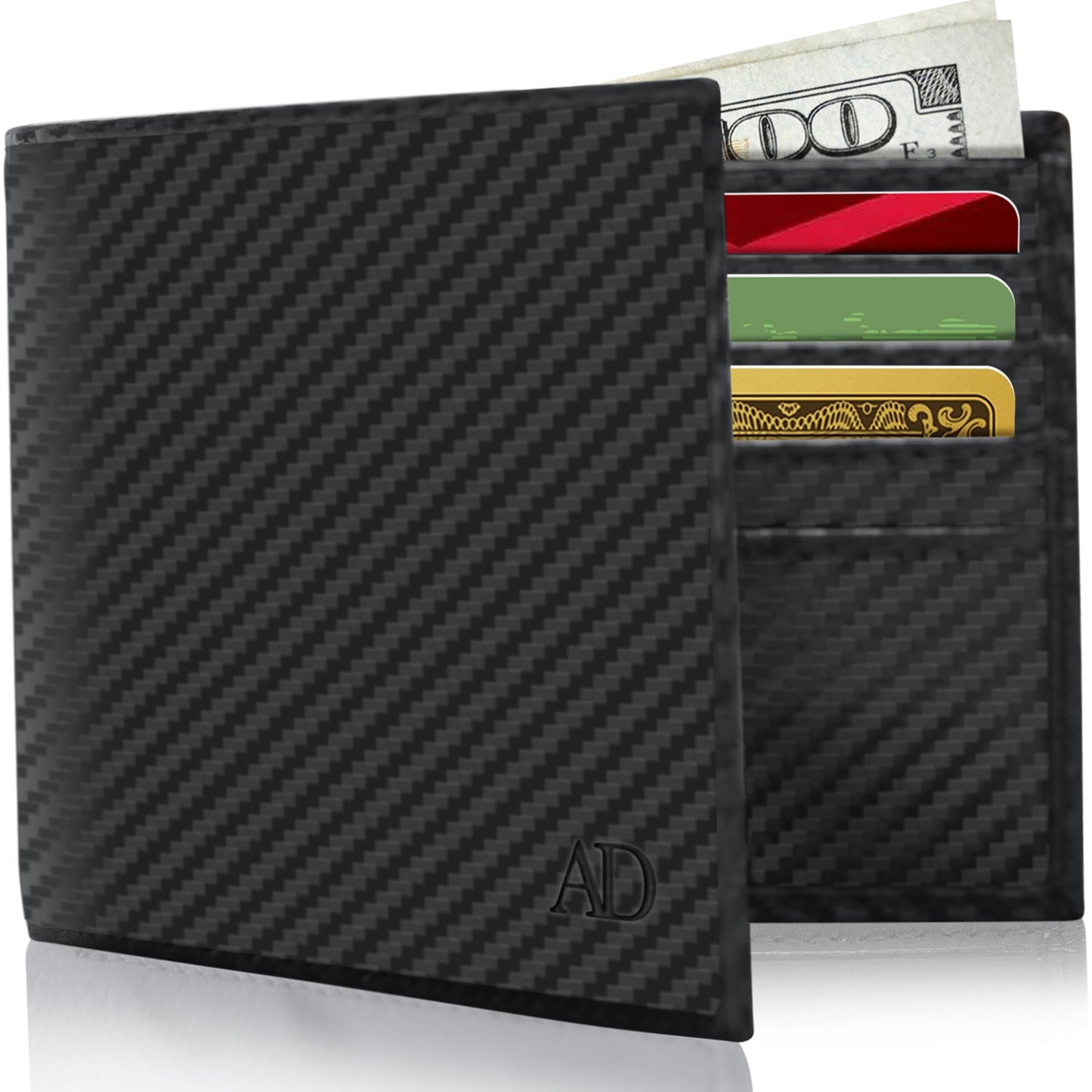 Genuine Leather Slim Bifold Wallet – ID Window, RFID Blocking