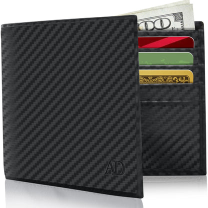 Genuine Leather Slim Bifold Wallet – ID Window, RFID Blocking
