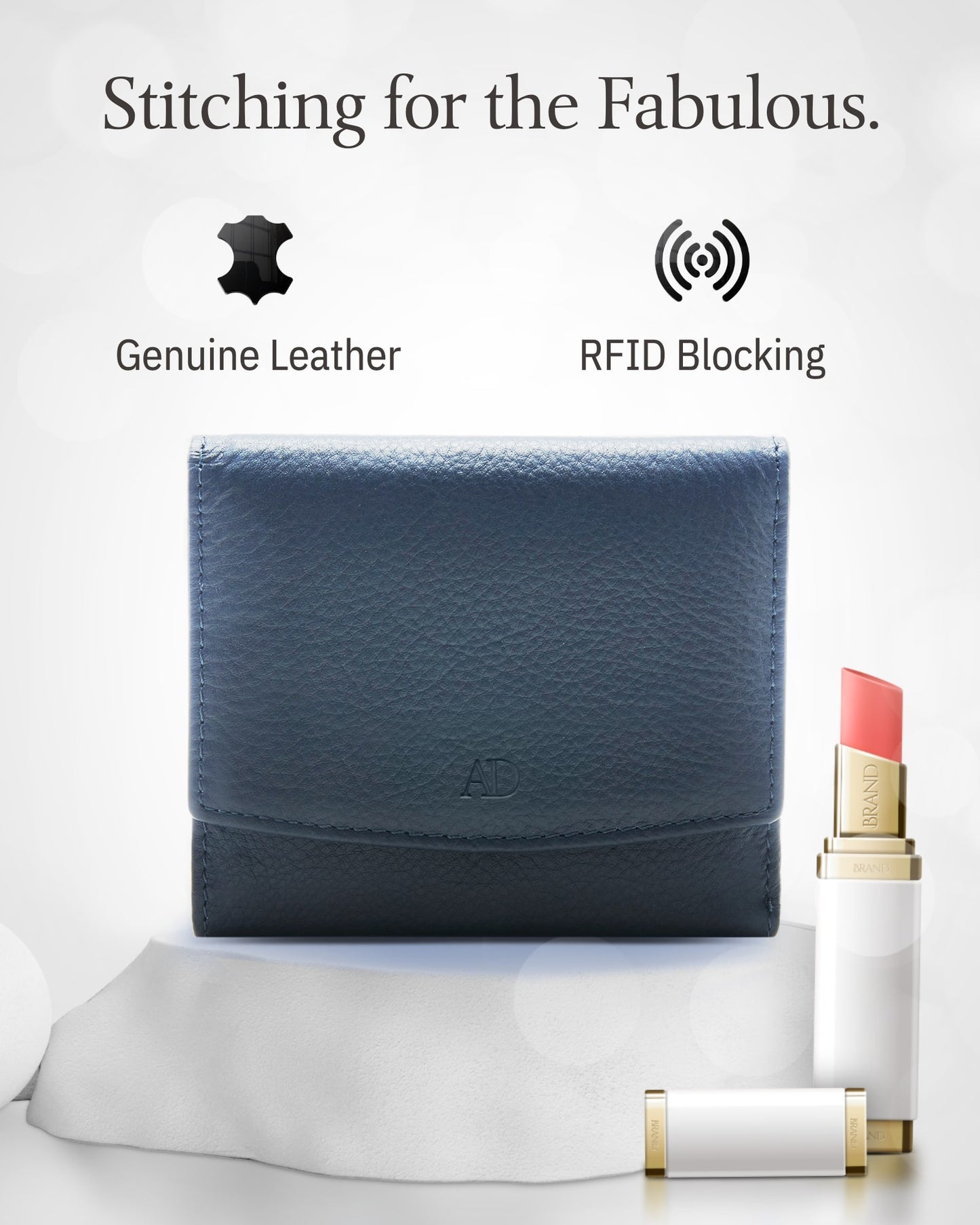 Genuine Leather Trifold Coin Wallet – ID Window, Snap Coin Pocket, RFID Blocking