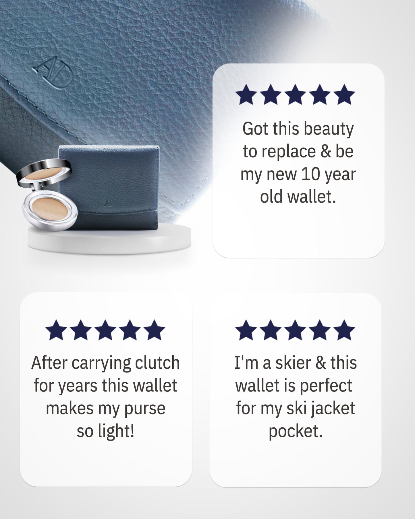 Genuine Leather Trifold Coin Wallet – ID Window, Snap Coin Pocket, RFID Blocking