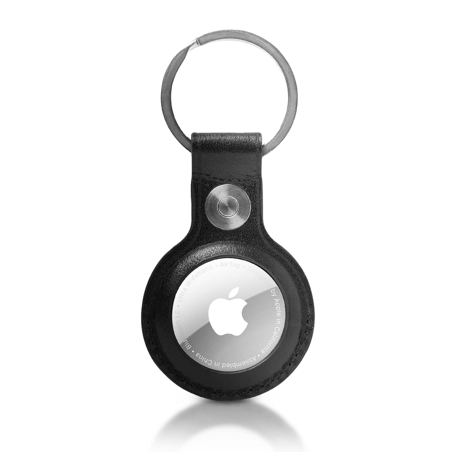 Genuine Leather AirTag Keychain – Protective Holder with Metal Ring