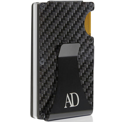 Carbon Fiber Money Clip Card Case – RFID Blocking, Holds 12 Cards