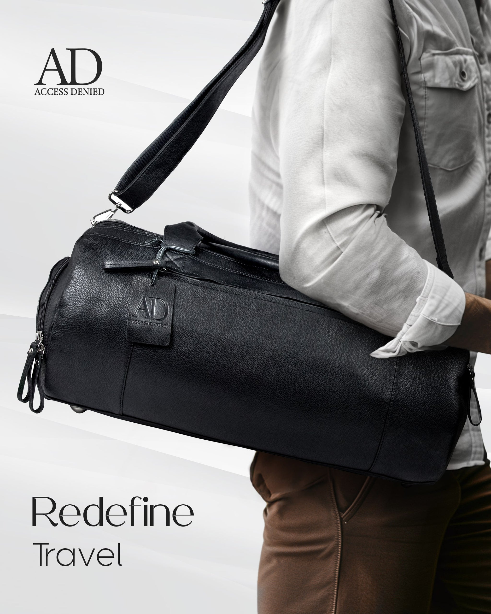 black leather travel duffel bag Genuine Leather Travel Duffel Bag For Men