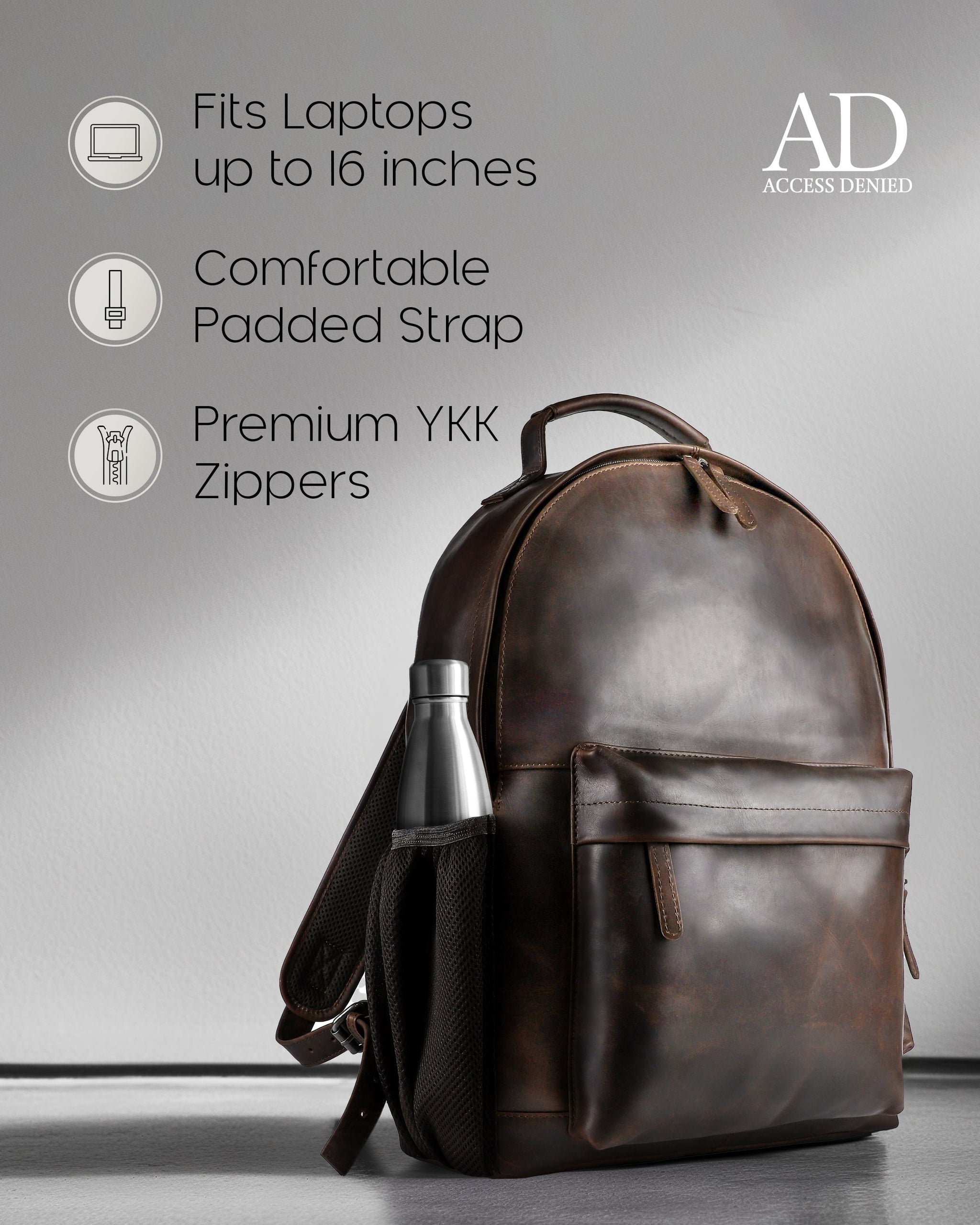 brown genuine leather backpack Access Accessories Genuine Leather Backpack Black