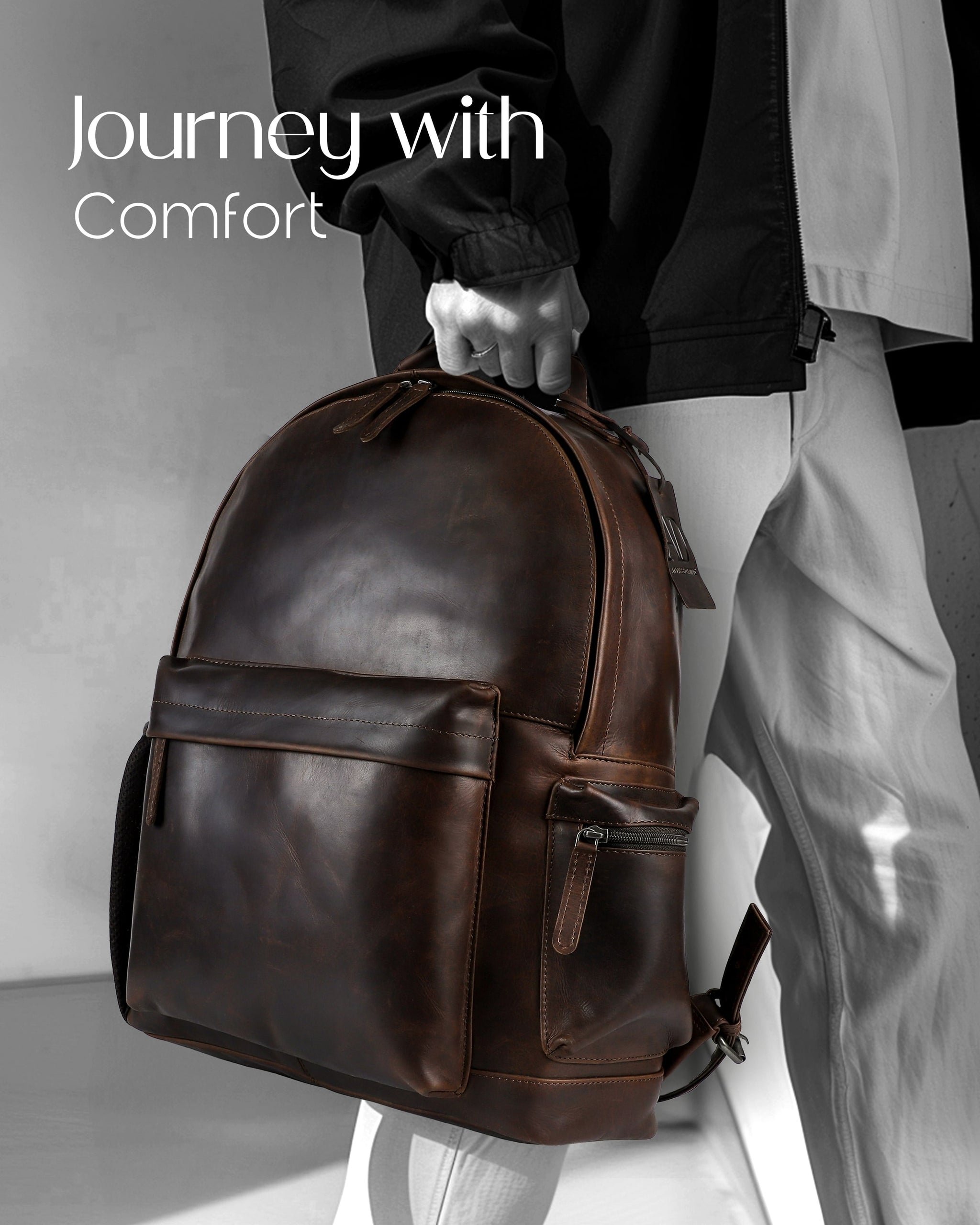 comfortable leather backpack Genuine Leather Laptop Backpack