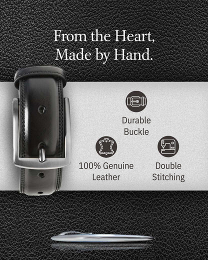 Genuine Leather Belt for Men – Zinc Alloy Buckle, 1.25" Strap