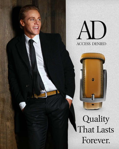 Genuine Leather Belt for Men – Zinc Alloy Buckle, 1.25" Strap