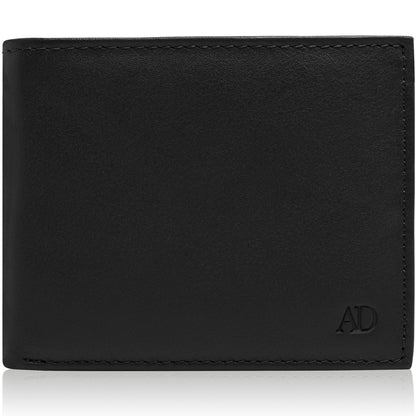 Genuine Leather Bifold Wallet – Flip-Up ID Window, RFID Blocking