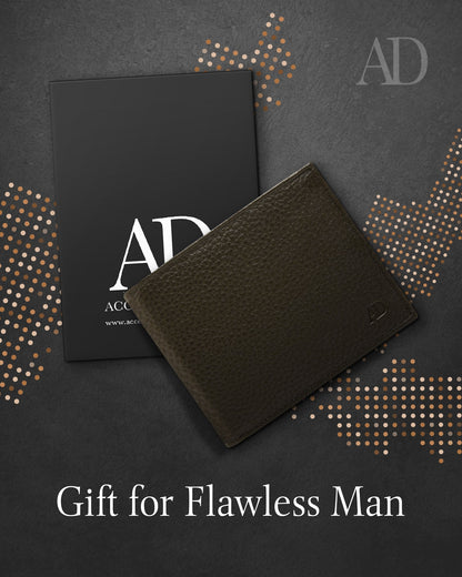Genuine Leather Bifold Wallet – Flip-Up ID Window, RFID Blocking