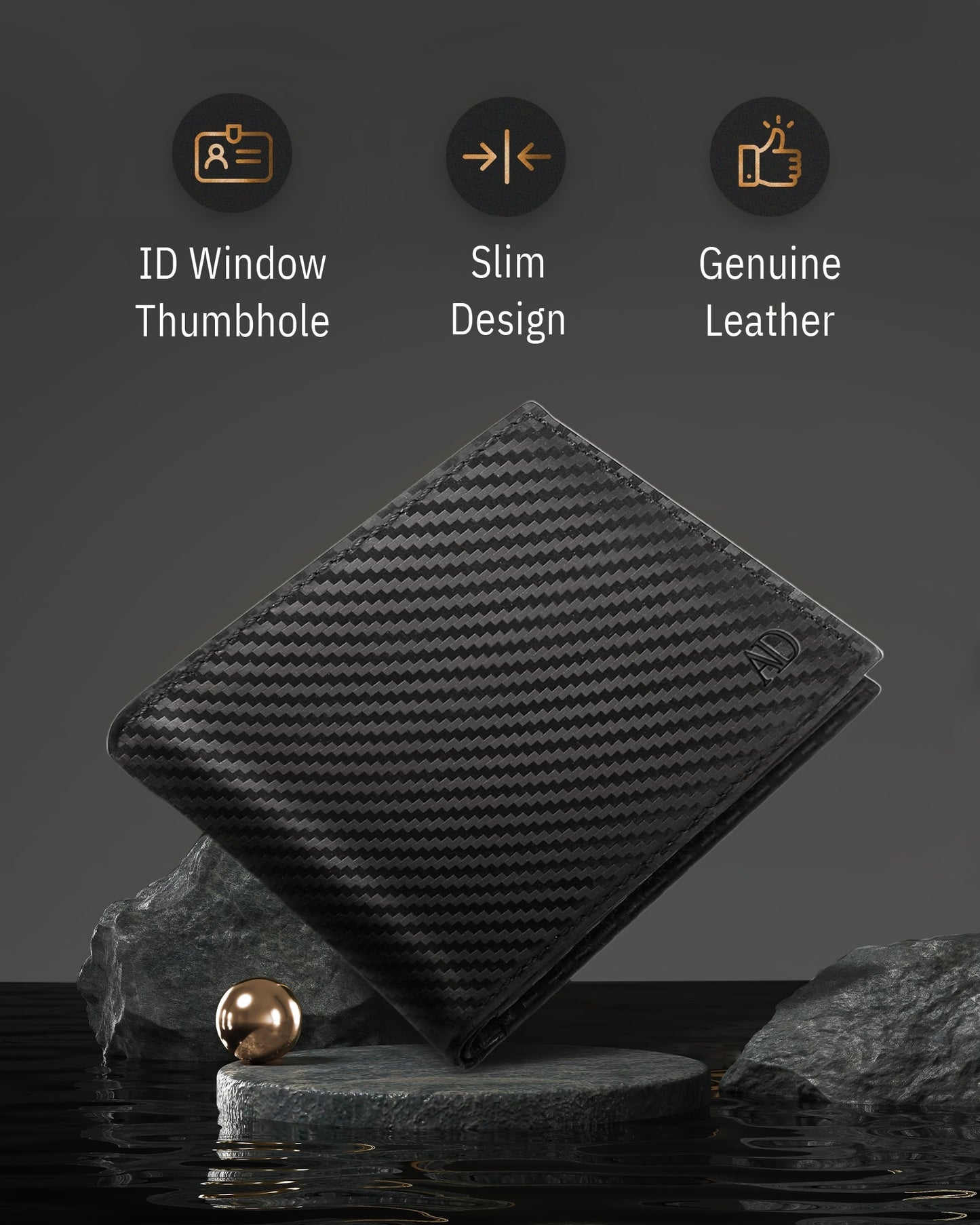 Genuine Leather Bifold Wallet – Flip-Up ID Window, RFID Blocking