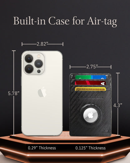 Leather AirTag Card Holder – Slim Wallet with Hidden Tracker Pocket