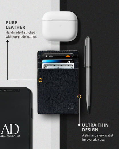 Genuine Leather Slim Card Holder – RFID Blocking, Minimalist