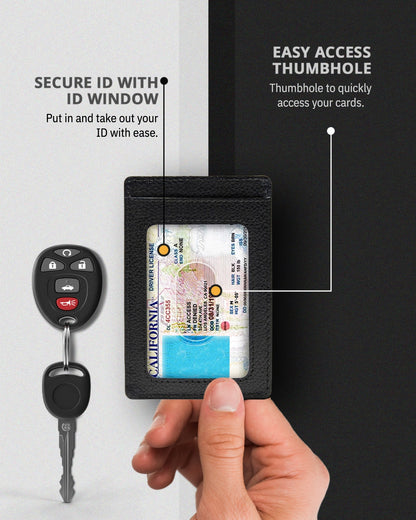 Genuine Leather Slim Card Holder – RFID Blocking, Minimalist