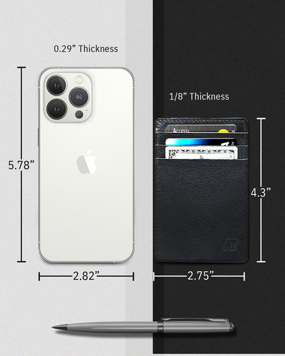Genuine Leather Slim Card Holder – RFID Blocking, Minimalist