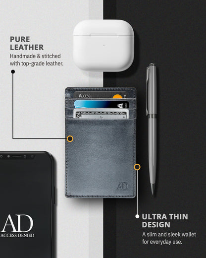 Genuine Leather Slim Card Holder – RFID Blocking, Minimalist