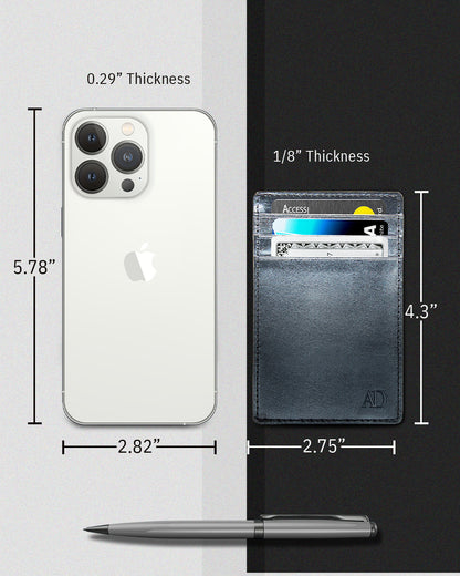 Genuine Leather Slim Card Holder – RFID Blocking, Minimalist