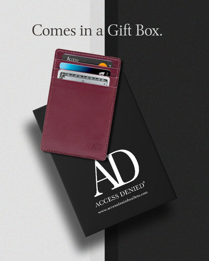 Genuine Leather Slim Card Holder – RFID Blocking, Minimalist