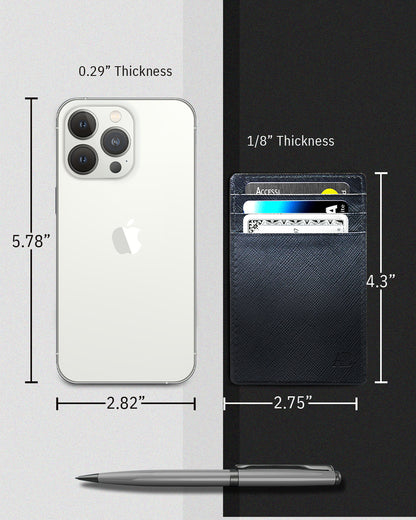 Genuine Leather Slim Card Holder – RFID Blocking, Minimalist