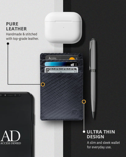 Genuine Leather Slim Card Holder – RFID Blocking, Minimalist