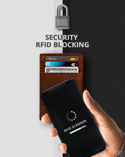 Genuine Leather Slim Card Holder – RFID Blocking, Minimalist
