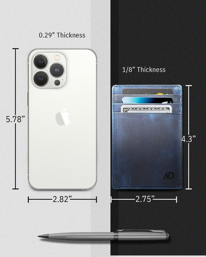 Genuine Leather Slim Card Holder – RFID Blocking, Minimalist