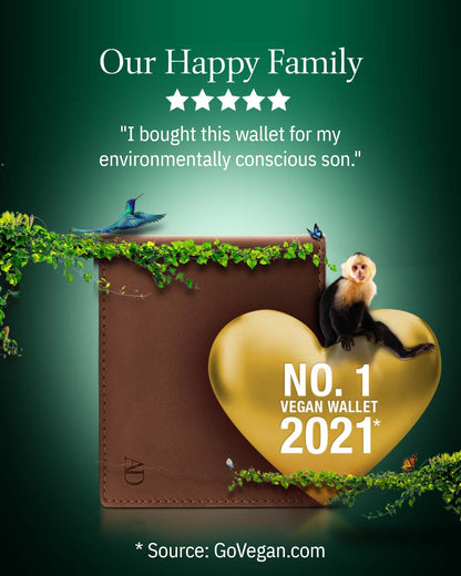 Vegan Leather Bifold Wallet – ID Window, RFID Blocking
