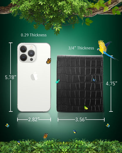 Vegan Leather Bifold Wallet – ID Window, RFID Blocking