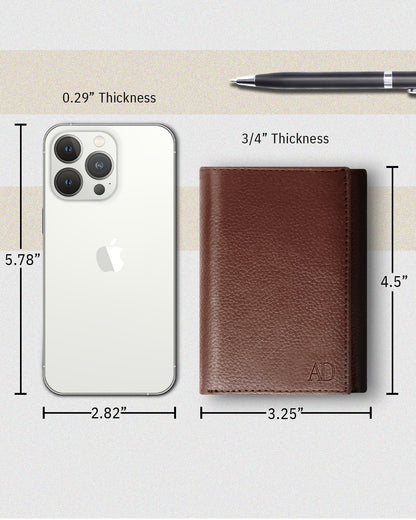 Genuine Leather Trifold Wallet – ID Window, 7 Card Slots, RFID Blocking