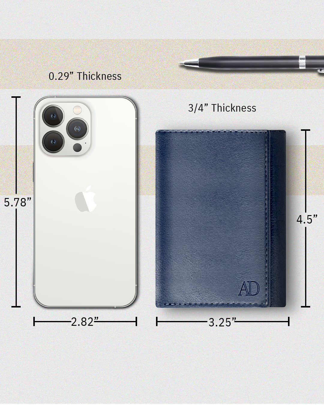 Genuine Leather Trifold Wallet – ID Window, 7 Card Slots, RFID Blocking
