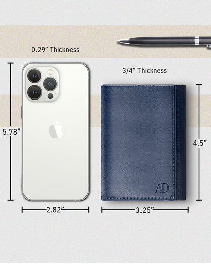 Genuine Leather Trifold Wallet – ID Window, 7 Card Slots, RFID Blocking