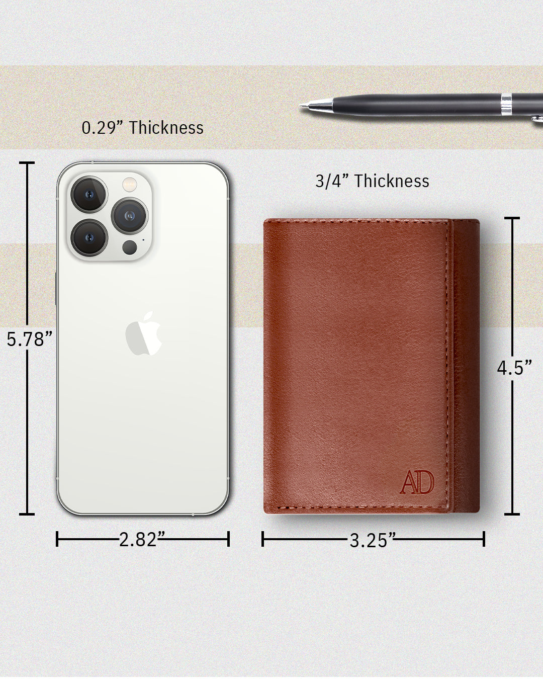 Genuine Leather Trifold Wallet – ID Window, 7 Card Slots, RFID Blocking