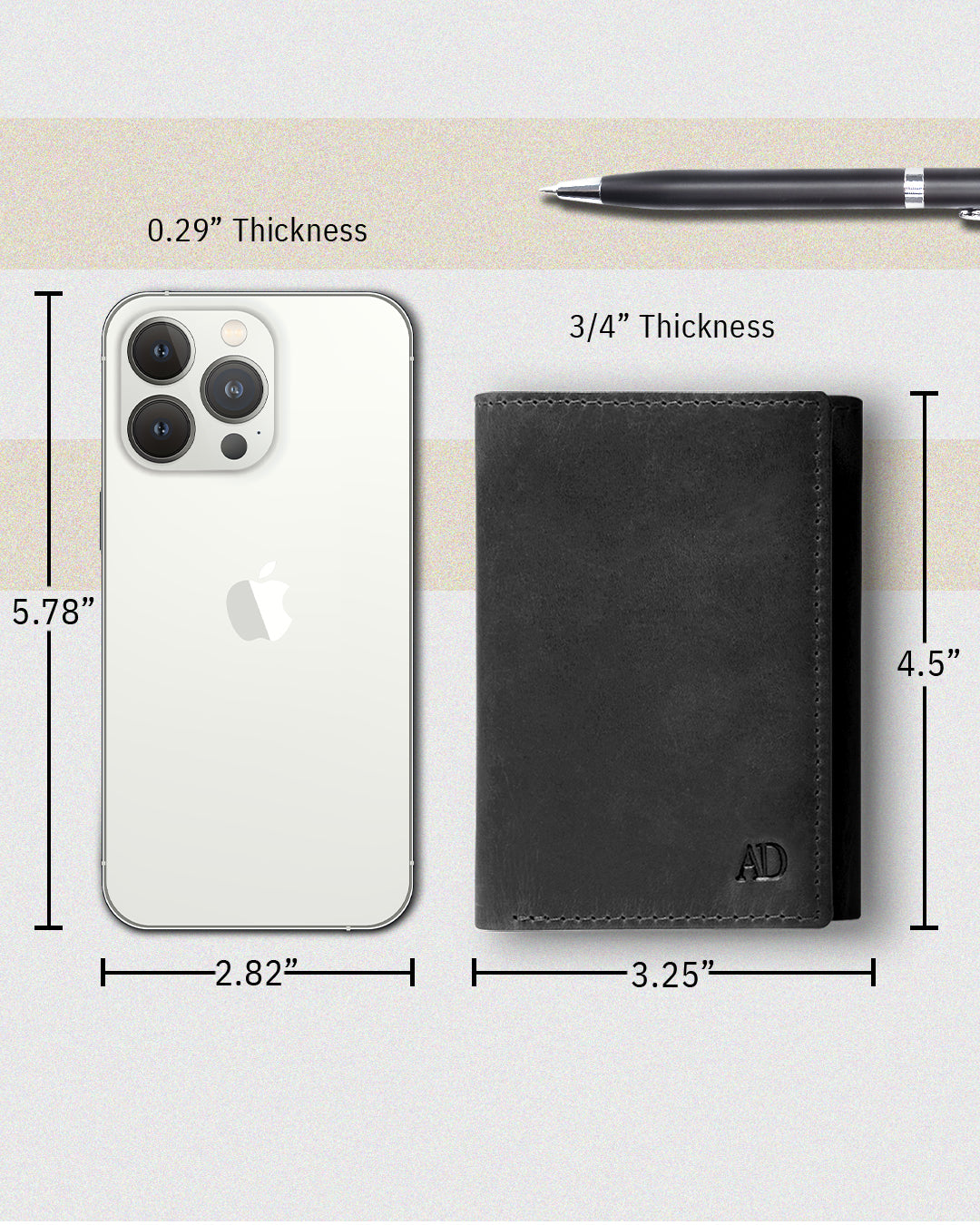 Genuine Leather Trifold Wallet – ID Window, 7 Card Slots, RFID Blocking