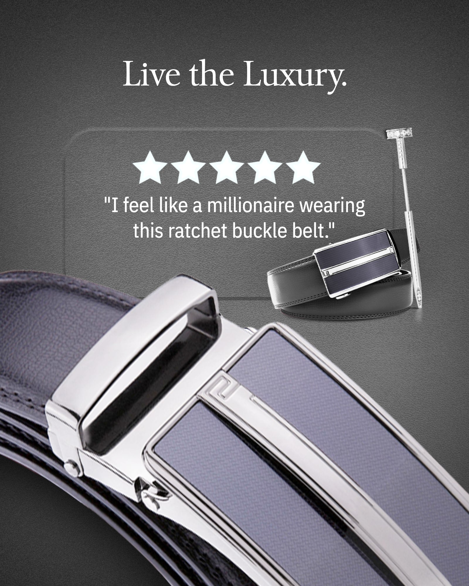 Men's Smart Ratchet No Holes Automatic Buckle Belt In Snake Skin - Bro – Amedeo Exclusive - Foto 8