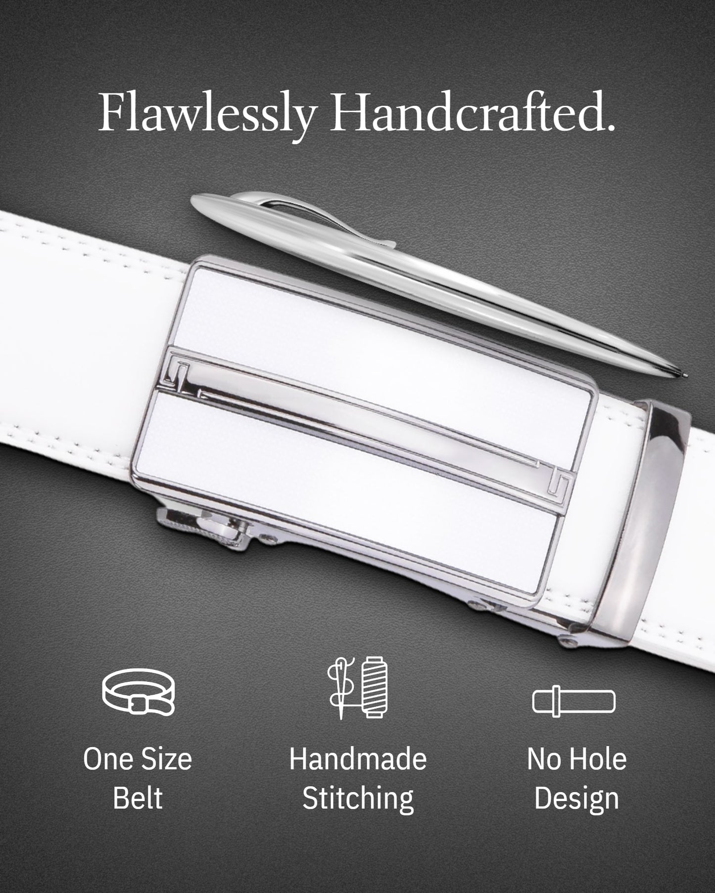 Microfiber Leather Ratchet Belt – No Holes, Custom Fit, 1.3" Strap