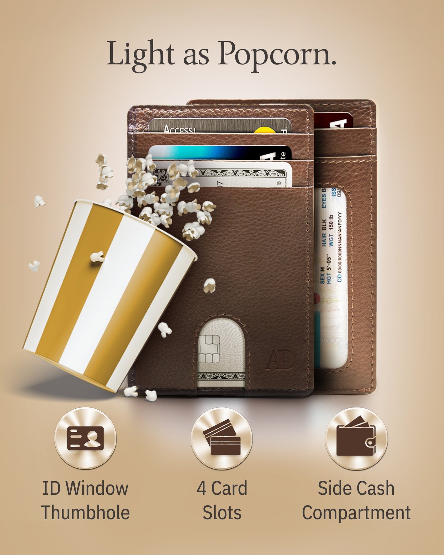Genuine Leather Slim Card Holder – RFID Blocking, Thumb-Hole Access