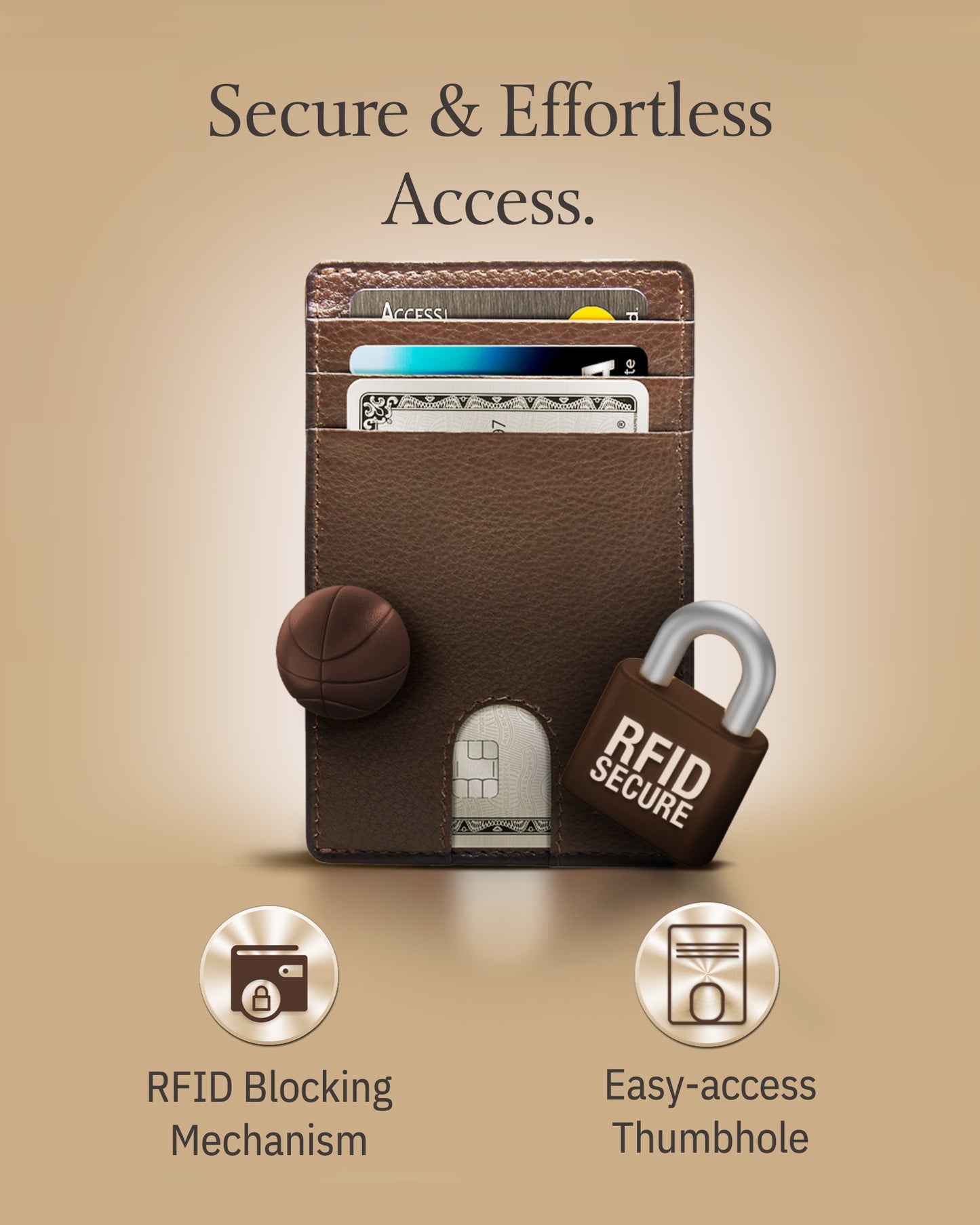 Genuine Leather Slim Card Holder – RFID Blocking, Thumb-Hole Access