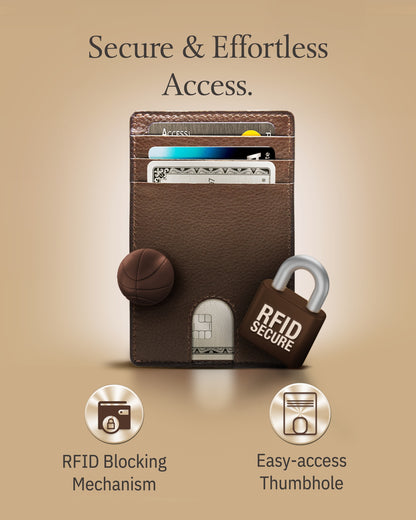 Genuine Leather Slim Card Holder – RFID Blocking, Thumb-Hole Access