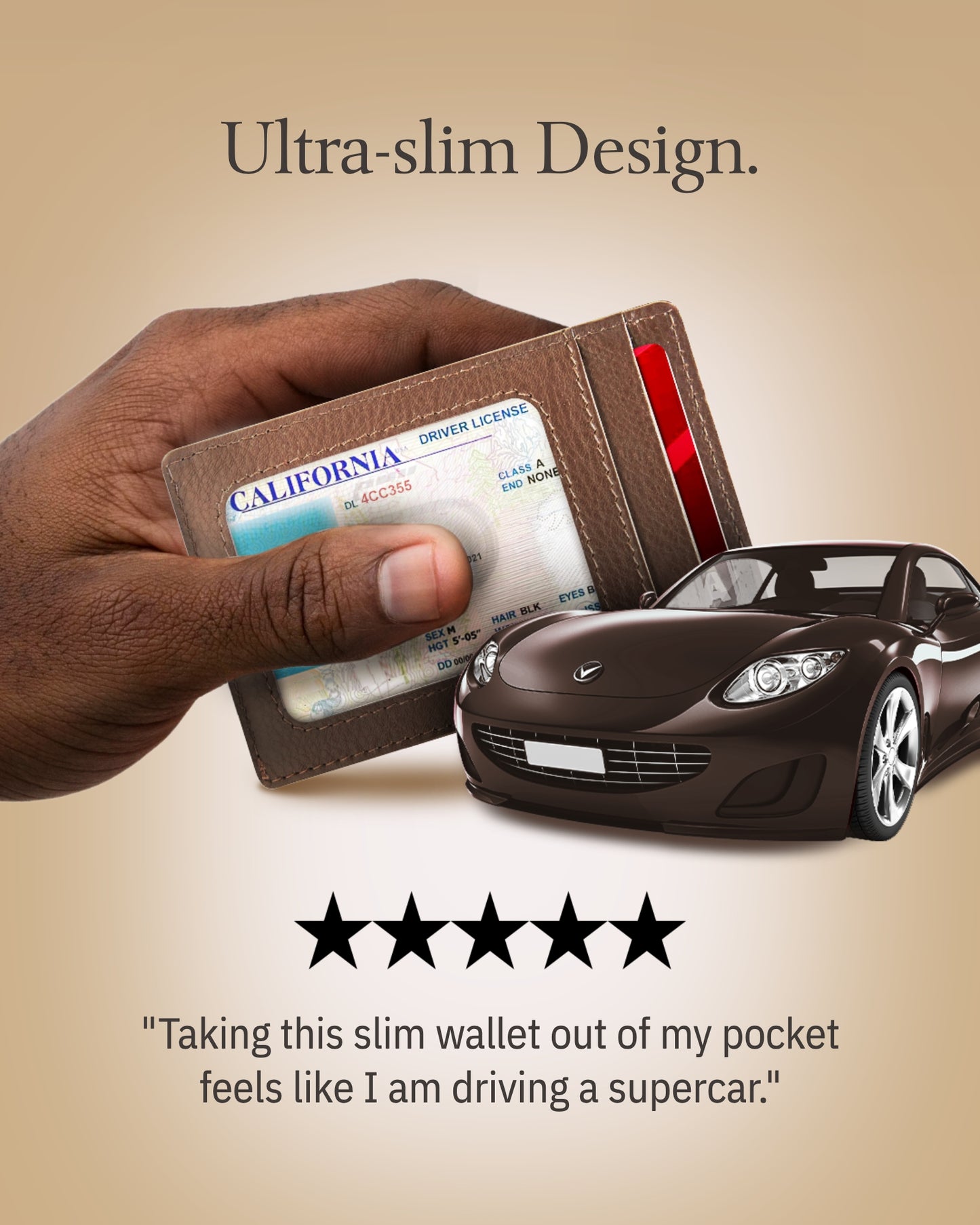 Genuine Leather Slim Card Holder – RFID Blocking, Thumb-Hole Access