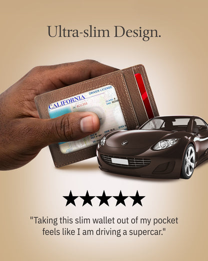 Genuine Leather Slim Card Holder – RFID Blocking, Thumb-Hole Access